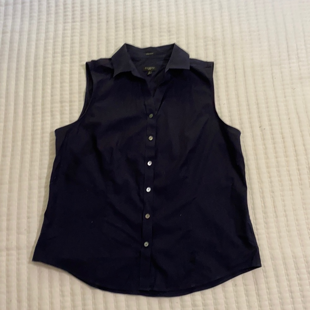 Talbots top size 12p Navy button-down